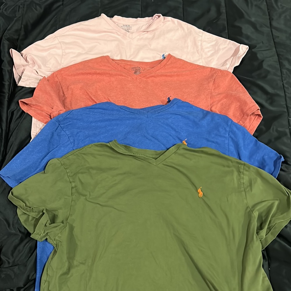 Lot of 4 V-Neck polo t-shirts